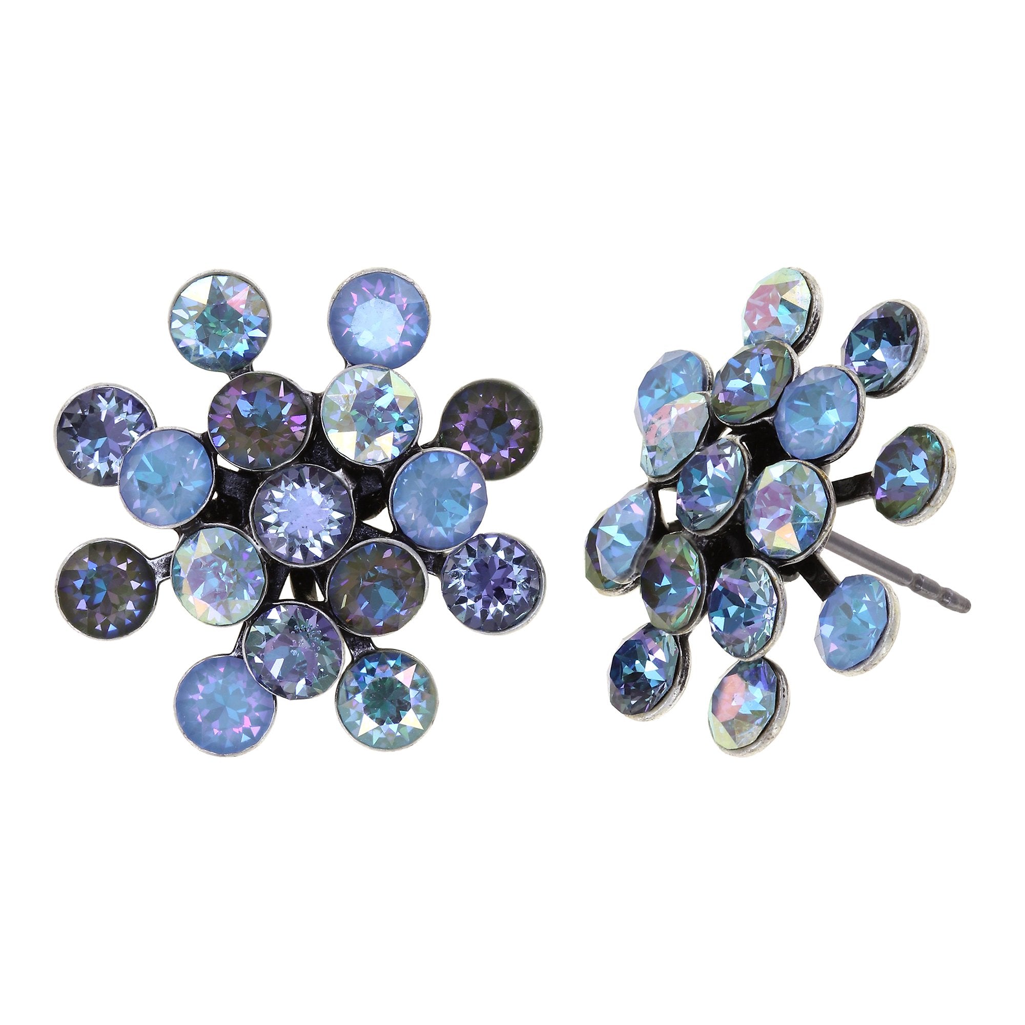 FIREBALL Ohrstecker mix blue in antique silver (21mm Ø)