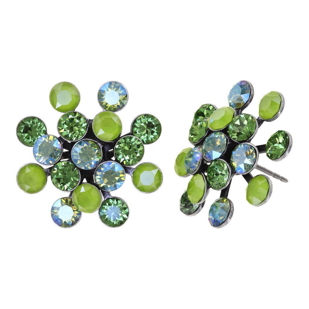 FIREBALL Ohrstecker mix green in antique silver (21mm Ø)