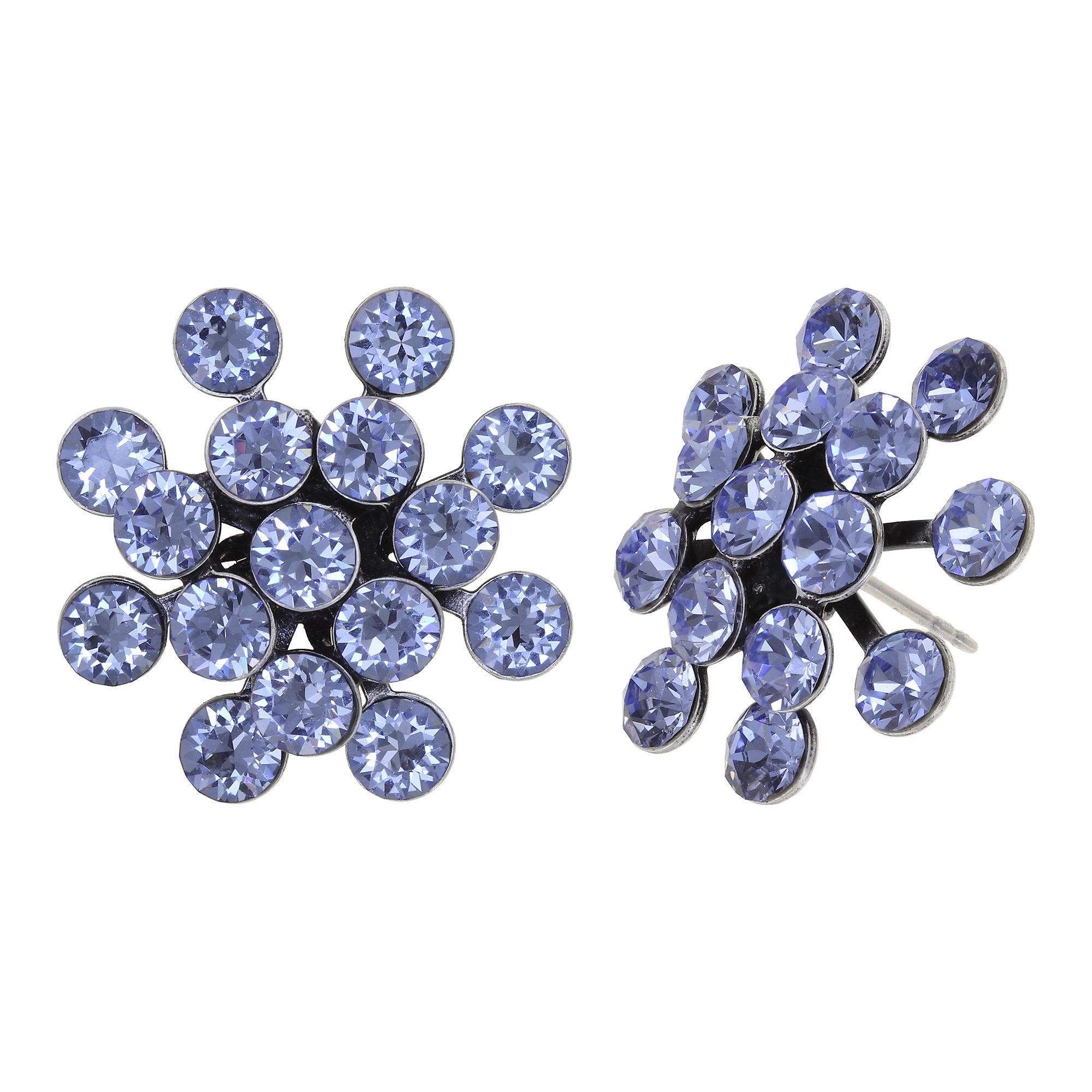 FIREBALL Ohrstecker light sapphire in antique silver (21mm Ø)