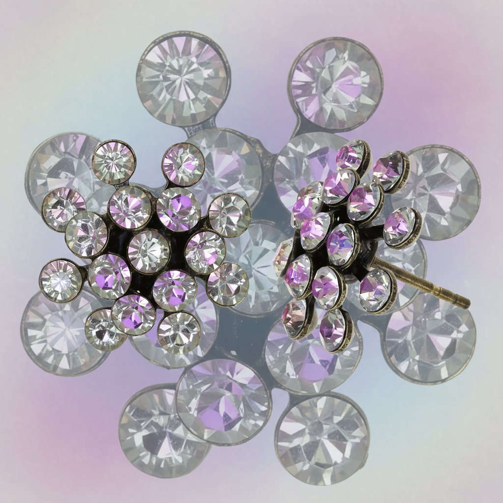 FIREBALL Ohrstecker vitrail-light in antique brass (16 mm Ø)