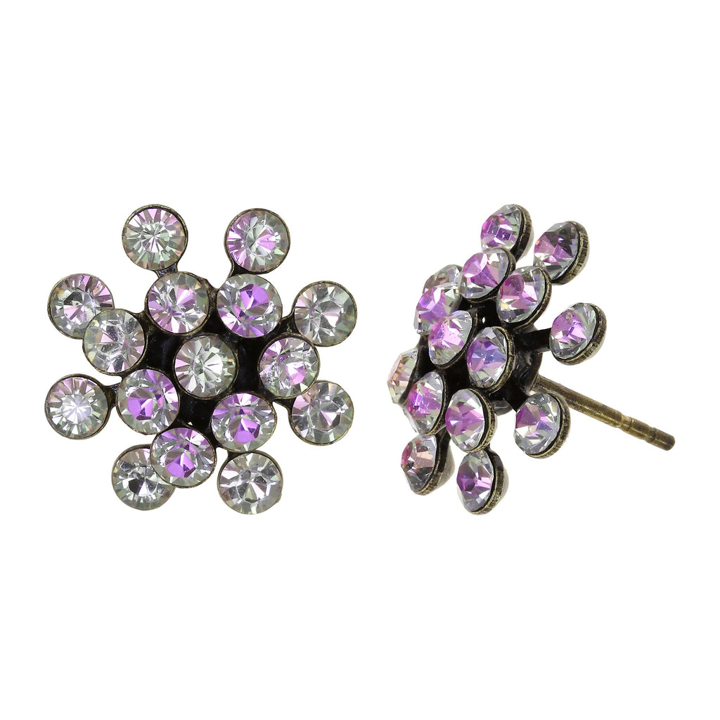 FIREBALL Ohrstecker vitrail-light in antique brass (16 mm Ø)